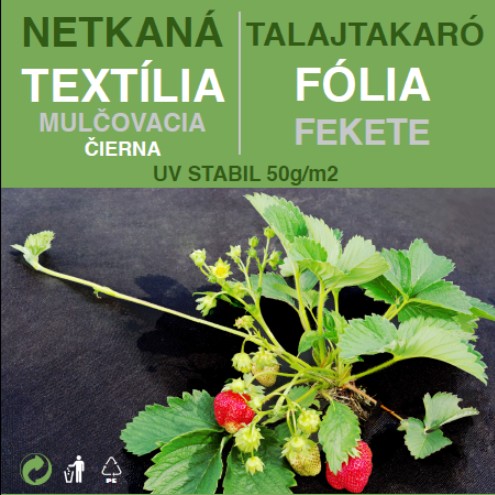 Talajtakaró fekete geotextília 50g/m2 UV stab. 0,8m x 10m (8m2)