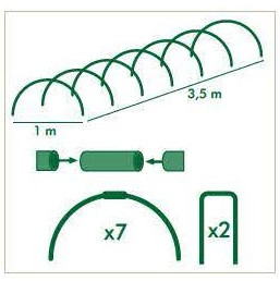 Alagútfólia készlet 7 db boltívvel, 2db rögzítővel, kötözőkkel, 50 µ., 2x5m