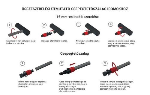 Gumigyűrűs körmös / csepegtetőszalag csapos indító 15mm gumi