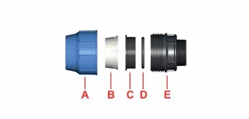 KPE átmenet 25x1" BM 16bar kék