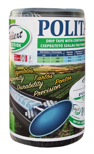 PoliTape 10cm osztású csepegtető szalag 6mil 10l/h/m (100m/tekercs)